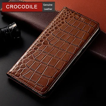  Crocodil Veritabil Caz de Piele Pentru XiaoMi Redmi Nota 10 3 4 4X 5 5a 6 7 8 8T 9 9M 10 Pro Lux Flip din Piele Acoperi