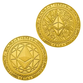  Etherum Crypto Monede de Aur Placat cu Suveniruri și Cadouri Fizice Cryptocurrency Monede de Colecție de Artă ETH Commemoirative Monede