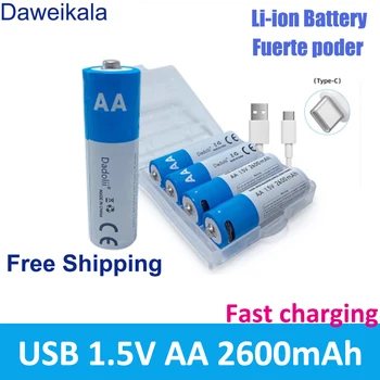  Capacitate mare de 1.5 V AA 2600 mAh USB baterie reîncărcabilă li-ion baterie pentru telecomanda mouse-ul mic ventilator Electric jucărie baterie + Cablu