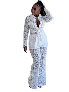  Două Seturi de Piese din Africa de Haine Pentru Femei Noi 2022 Toamna de Moda Floare Cârlig Gol Rever Cămașă cu mânecă Lungă Și Pantaloni de Costum Petrecere