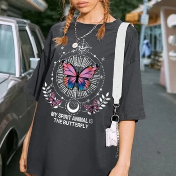  Spiritul meu Animal Este Fluture de Imprimare Nou Femei tricou Maneca Scurta de Vara 90 Fete Teuri Topuri Harajuku Grafic T Shirt