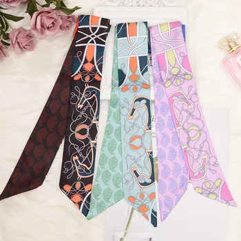  Skinny Eșarfă Dot Lanț De Imprimare Eșarfă De Mătase Pentru Femei Brand De Lux Foulard Femei Cravată 2018 Nou De Cap De Moda Eșarfe Pentru Femei