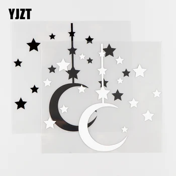  YJZT15.4X14.1CM Răutăcios Stele Și Lună Art Decor Masina Amuzant Autocolante de Vinil Decal Negru / Argintiu 10A-0136