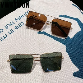  VWKTUUN Pătrat ochelari de Soare Barbati de Conducere Mare ochelari de soare Vintage Driver ochelari de Soare Pentru Femei Twin Beam ShadesMetal Rama de Ochelari