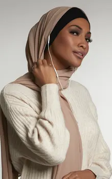  JTVOVO 2021 Nou Deschide Urechile Musulman de Culoare Solidă femeii Bottom Capac Perforat Beanie Islam Hijab Turban Văl Capota Instant