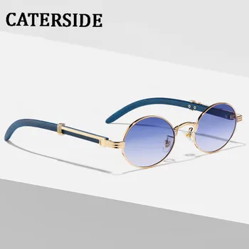 CATERSIDE 2022 Brand de Lux Ochelari de Designer Om Retro Clasic Rotund Oval ochelari de Soare Barbati de Moda Populare de Călătorie Nuante de Lemn