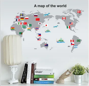  Harta Lumii Steag Autocolant De Perete Decalcomanii De Dormitor, Pepinieră Fereastră Decor Decalcomanii Poster Mural