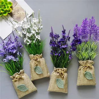  Cumpara 3 Primi 1 Manual Violet Lavanda Flori Artificiale cu Sac de pânză pentru Frigider Decor Fals Flori Autocolante Magnetice decor