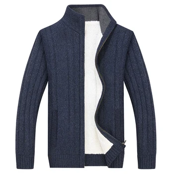  De Iarnă De Înaltă Calitate Cardigan Bărbați Fleece Gros Pulover Cald Tricotate Cardigan Strat Mens De Moda Plus Catifea Sweatercoat Plus Dimensiune