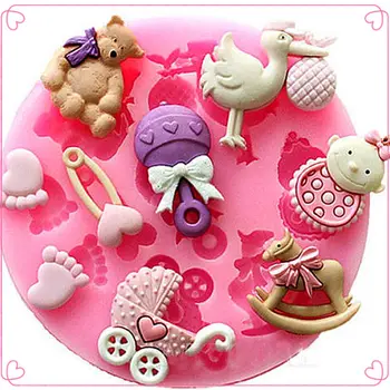  Petrecere copil de Dus Silicon 3D Fondante Mucegai Pentru Tort de Decorare bucatarie candy decorare cupcake instrumente Instrumente de Cookie-uri