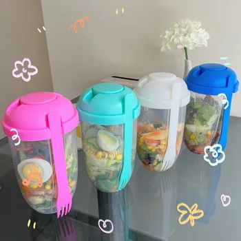  Creative Proaspete Salata de Cupa Pentru a Merge Recipient Set cu Furculita Sos de Cupa Portabil Picnic Bento Box Alimentare Bucatarie Caseta de Prânz Menține în formă Fierbinte