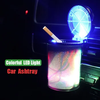  Lumina LED-uri colorate Scrumiera Auto de Stocare Ceașcă fără Fum de Țigară Ignifug Titularul de Aerisire Clip Gunoi Auto Stralucitoare Scrumiera