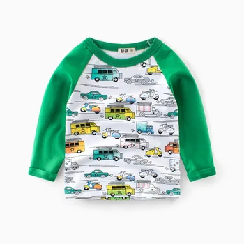  2023 Primavara pentru Copii Îmbrăcăminte cu mâneci Lungi T-shirt 2-8y Băieți Desene animate Bumbac Bottom Imprimate Mașină de Haine Copil Drăguț Tricou