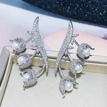  SINZRY elegant petrecere de lux bijuterii lady cubic zircon floare perla de argint ac cercei pentru femei