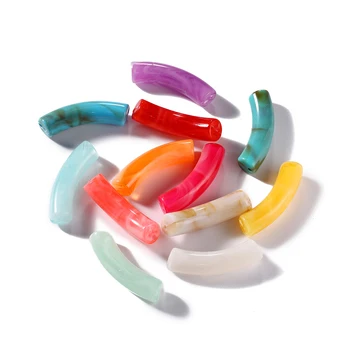  10buc/Lot Colorate Îndoit Țeavă Șirag de mărgele Acrilice Tub Curbat Margele pentru DIY Brățară Pandantiv Bijuterii a Face Constatări Accesorii