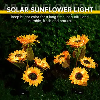 3 Cap de Floarea-soarelui Solar LED Lumini în aer liber rezistent la apa Control al Luminii Solare Alimentat Curte Calea Decoratiuni de Gradina Gazon Peisaj Lampa