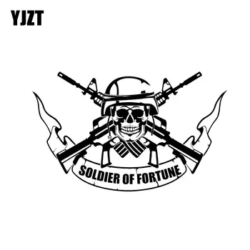  YJZT 15.3*9.4 CM Soldat De Avere Craniu Războinic Moda Masina Autocolant Decal Negru/Argintiu Care Acoperă Corpul de Vinil C20-1671