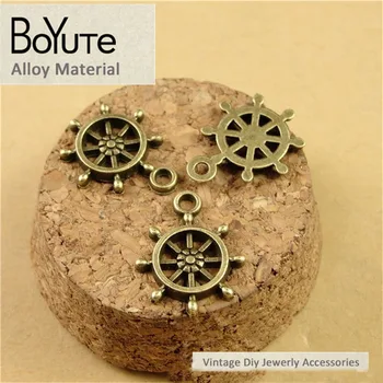  BoYuTe (100 Piese/Lot) 18*16MM Bronz Antic Placat cu Aliaj Cârma Anchor Charm Pandantiv pentru Diy Bijuterii Handmade, Artizanat