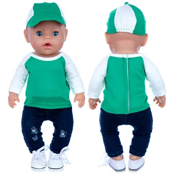  2021 Nou Verde cu Maneci Lungi Costum de Sport se Potrivesc 18Inch American & 43CM Renăscut Născut Baby Doll Haine Accesorii Nenuco Fata de BRICOLAJ, Jucarii