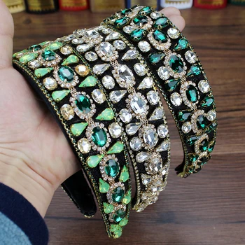  Moda Sclipitoare Cristal Verde Bentițe Inspirat Doamnelor De Onoare Benzi Diamante Accesorii De Par Pentru Femei Designer