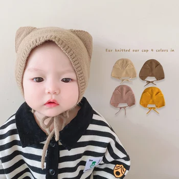  Toamna Iarna Nou Copil Pălărie Băieți Fete Căciuli De Moda Urechi De Pisică Capota Copil Pălării Pentru Copii Copilul În Aer Liber Cald Tricotate Capac Beanie