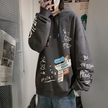  Omul Harajuku Hip Hop Hanorace Hanorac Cu Maneca Lunga De Desene Animate De Imprimare Jachete Doi Bărbați Îmbrăcăminte De Primăvară De Toamnă Supradimensionate Streetwear