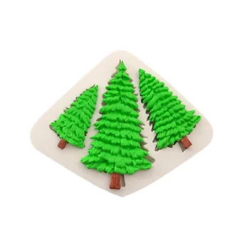  3 Gaura pomul de Crăciun în Formă de Mucegai Silicon Decorare Tort Fondant cookie-uri de instrumente 3D Silicon Mucegai Gumpaste Bomboane