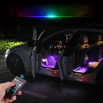  Noile LED-uri Auto Picior de Lumină Lampă Ambientală Cu USB de la Distanță fără Fir de Control de Muzică mai Multe Moduri de Interior Auto Lumini Decorative