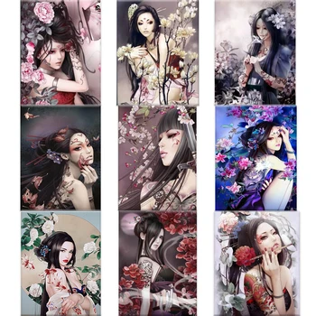  Diy vopsea de numărul de Zero-based pictura Japoneză imagini femeie, 40*50 Panza Acrilic vopsele de decor acasă
