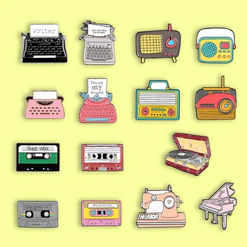 Creativ Retro De Epocă, Mașini De Scris Recorder Email Pin Casetă Insigna Brosa Cămașă Din Denim Rucsac Bijuterii Cadou Pentru Prieteni