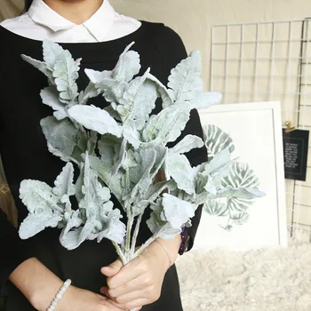  INS Flocking Foita de Argint Crizantema Floare Artificială de Familie Decor Nunta cu Flori Plante de Perete Flori Artificiale