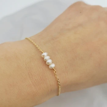  Aur de 14K Umplut Naturale, Perle de apă Dulce Bratara Handmade Bijuterii Perle Naturale Bratari Boho Farmecul de Epocă Femei Brățară