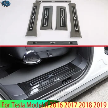  Pentru Tesla Model X 2016-2021 Interior Din Oțel Inoxidabil În Interiorul Ouside Pragului De Ușă Panou De Uzură Placa Kick Pas Garnitura Capac Protector