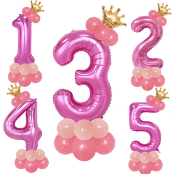  Roz Minnie 14PCS Albastru Numărul de Balon la mulți ani Balon 1 Petrecere de Ziua de Decorare pentru Copii Boy Fata de Partid Ballon Numărul