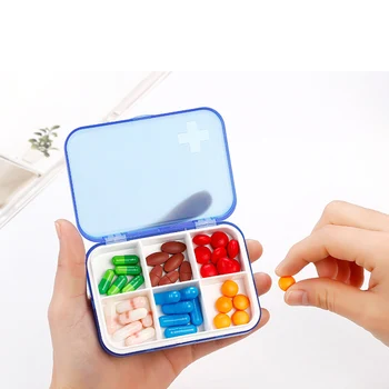  6 Grile De Dozare Cutie Tablete Compas Cutie De Călătorie Portabil Medicina Sigilat Cutii De Depozitare Pastila Organizator Caz Container