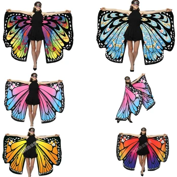  Imprimare față-verso Aripi de Fluture pentru Femei multicolor Doamnelor Dans Accesorii Costum Adult de Dans Recuzită Cape pentru Etapa