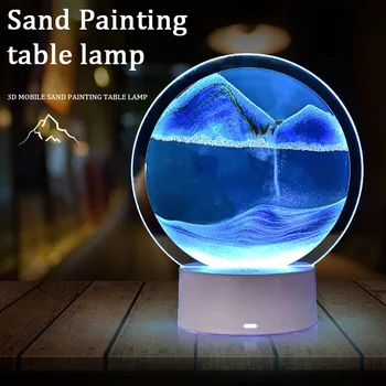  Led-Uri Lumina De Peisaj Atmosfera Dormitor Decor Lumini De Noapte Cu Senzor Tactil Pictura Nisip Efecte Lampa Living Lampă Decorativă