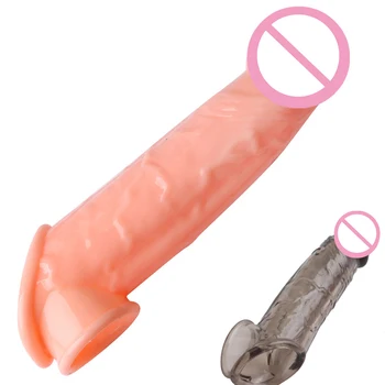  De sex masculin Vibratoare Penis Sleeve Reutilizabile Prezervativ Extindere Penisului Penis Extender Penis Inele de Jucarii Sexuale pentru Barbati Adult Sex Produsele