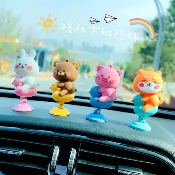  Anime Drăguț Animal Tremura Capul De Primăvară Jucării Decorare Auto Center Auto Consola De Interior Tablou De Bord Accesorii De Porc, Urs Ornament