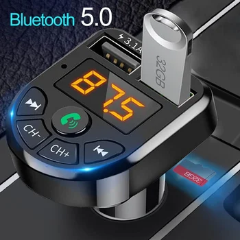 Bluetooth 5.0 Transmițător FM Car Kit MP3 Modulator Player Handsfree Wireless Receptor Audio Dual USB Încărcător Rapid 3.1 a