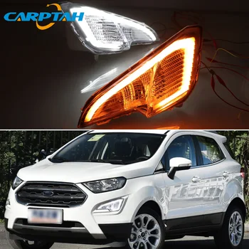  LED Daytime Running Light Pentru Ford Ecosport 2018 2019 rezistent la apa Galben de Semnalizare Indicator Lumina Lămpii de Ceață Auto 12V cu LED DRL