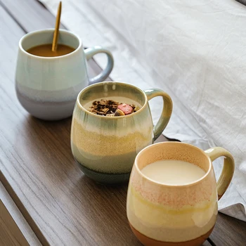  520ml Simplu Gradient de Culoare Cana de Birou Ceramice Cafea cu Lapte Ocupe de Relief Cana de Băut Ovăz Cana de Apa Suc de Ceașcă de ceai