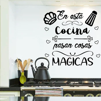  En Esta Cocina Nasan Cosas Magicas Decalcomanii de Perete picturi Murale Decor de Vinil spaniole Citate De bucătărie Autocolante Decorative Poster RU2035