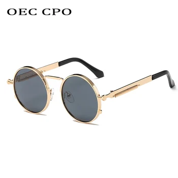  Vintage Barbati ochelari de Soare Pentru Femei Brand Designer Stilul Punk Cadru Metalic Rotund Ochelari de Soare pentru Bărbați Ochelari de Gafas de sol UV400 O6