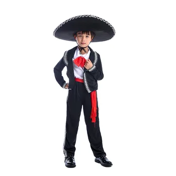  Halloween Mexic Muzician Mariachi Amigo Costum Anime Coco Ernesto de la Cruz Cosplay Uniformă Copil Băiat Purim Rochie Fancy
