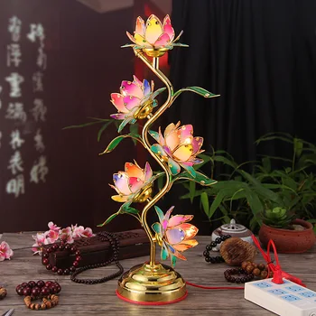  Lotus Lampa lui Buddha Față de Lumină de Alimentare Lampă în formă de S Lotus Lampa Budist Lampa Inaltime 61cm Templu Acasă