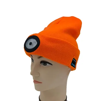  Iarna Lumina LED-uri Tricotate Pălărie cald USB acuzat far Cască Bluetooth Muzica capac pentru în aer liber, Ciclism, Drumeții, Alpinism
