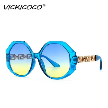 VICKICOCO Vintage Rotund ochelari de Soare Femei 2021 Lux Neregulate Poligon Picior Gol Pătrat Ochelari de Soare Retro Ochelari de Nuante UV400
